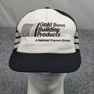 Vintage Gold Bond Trucker Hat White Black National Gypsum Snapback Cap Made USA‎